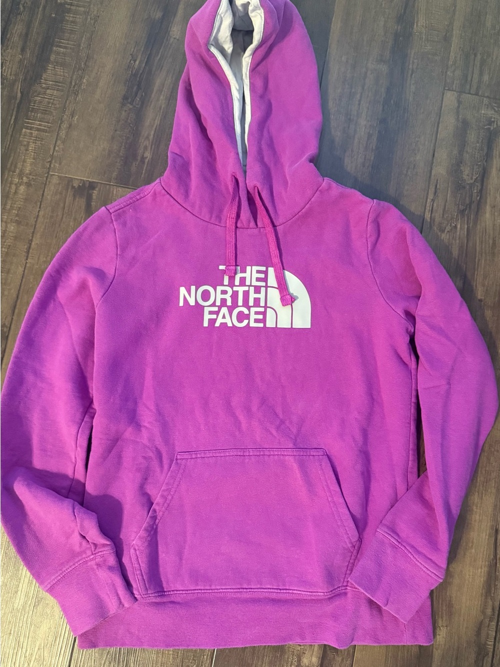 The North Face Bright Purple Pullover Hoodie with White Logo